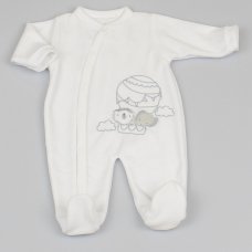 M1331: Baby Unisex Bear Velour All In One (0-9 Months)
